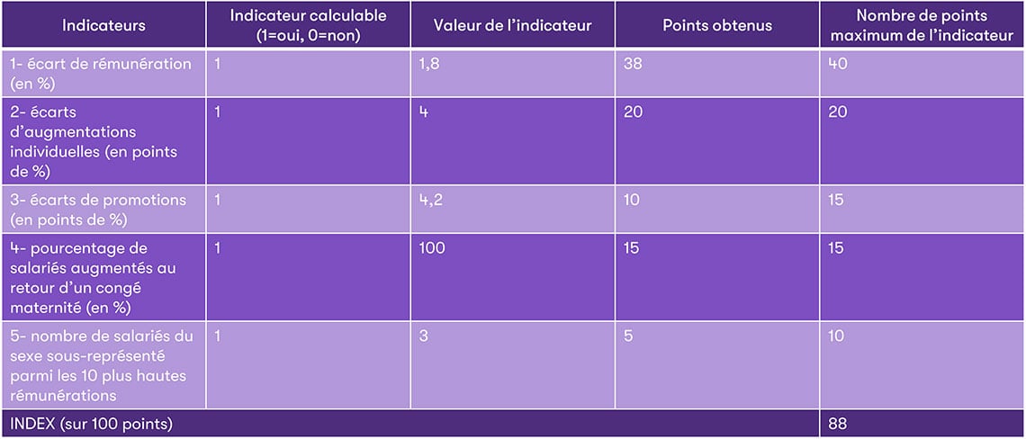 Index d’égalité professionnelle entre les Femmes et les Hommes