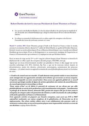 Robert Dambo, nouveau Président de Grant Thornton