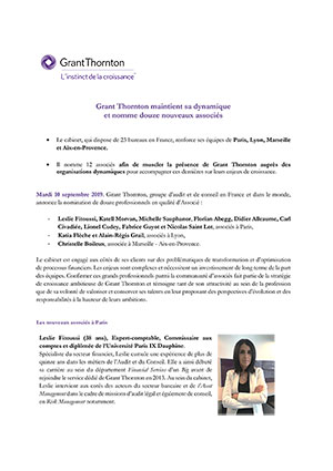 Nouveaux associés Grant Thornton France