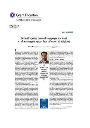 Les entreprises doivent d'appuyer sur leurs "risk managers" pour leur réflexion stratégique