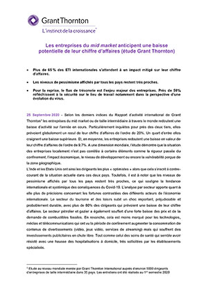 Les entreprise du mid market anticipent une baisse potentielle de leur chiffre d'affaires