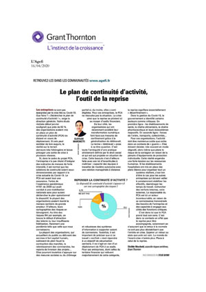 Le plan de continuité d’activité, l’outil de la reprise