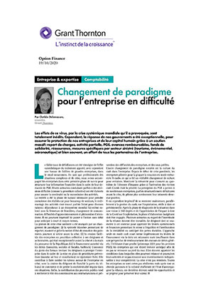 Changement de paradigme pour l'entreprise en difficulté