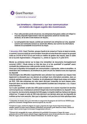 Les émetteurs « tâtonnent » sur leur communication en matière de risques auprès des investisseurs