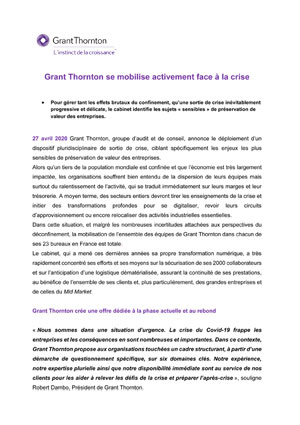 Grant Thornton se mobilise activement face à la crise