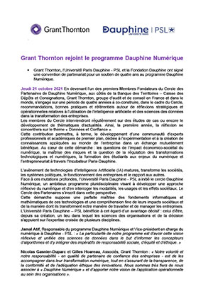 Grant Thornton rejoint le programme Dauphine Numérique