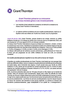 Grant Thornton préserve sa croissance au niveau mondial grâce à ses investissements