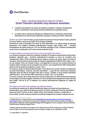 Grant Thornton identifie cinq secteurs sensibles