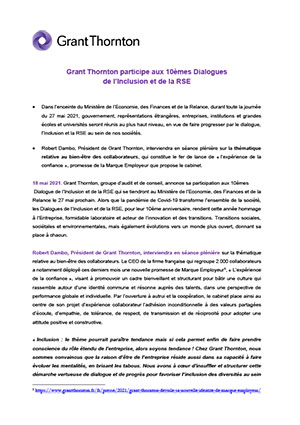 Grant Thornton participe aux 10èmes Dialogues de l’Inclusion et de la RSE
