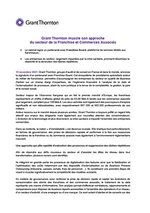 Grant Thornton muscle son approche du secteur de la Franchise et Commerces Associés
