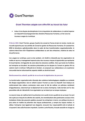 Grant Thornton adapte son offre RH au travail du futur