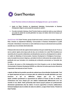 Grant Thornton renforce la dimension stratégique de son « go to market »
