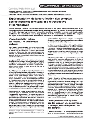 Expérimentation de la certification des comptes des collectivités territoriales