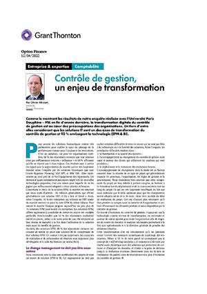 Contrôle de gestion, un enjeu de transformation