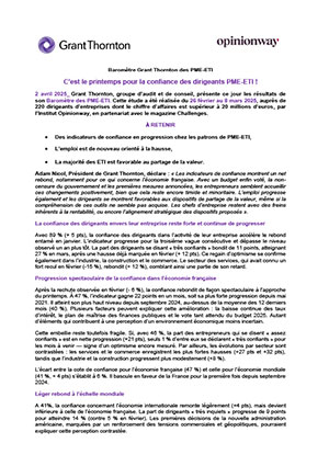 Baromètre Grant Thornton des PME-ETI