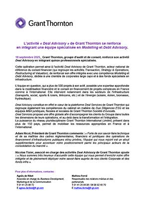 L’activité « Deal Advisory » de Grant Thornton