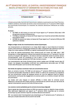 Étude d’activité des acteurs du capital-investissement
