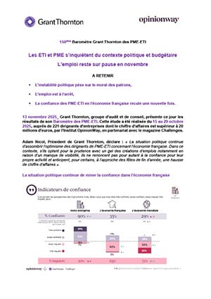 Les ETI et PME s’inquiètent du contexte politique et budgétaire