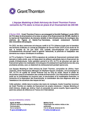 L’équipe Modeling et Debt Advisory conseille ALTTA 