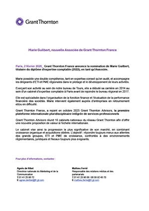 Marie Guilbert, nouvelle Associée de Grant Thornton France
