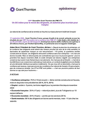 Baromètre de la confiance des dirigeants d’ETI