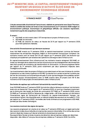 Capital-investissement français – 1er semestre 2026