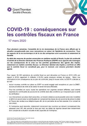 COVID-19 : conséquences sur les contrôles fiscaux en France