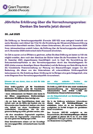 Jährliche Erklärung über die Verrechnungspreise