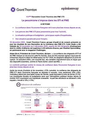 Baromètre de la confiance des dirigeants d’ETI