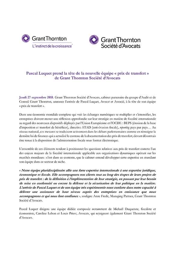 GTSA Prix de transfert