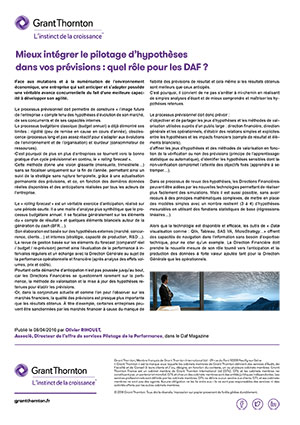 Hypotheses de pilotage role du daf